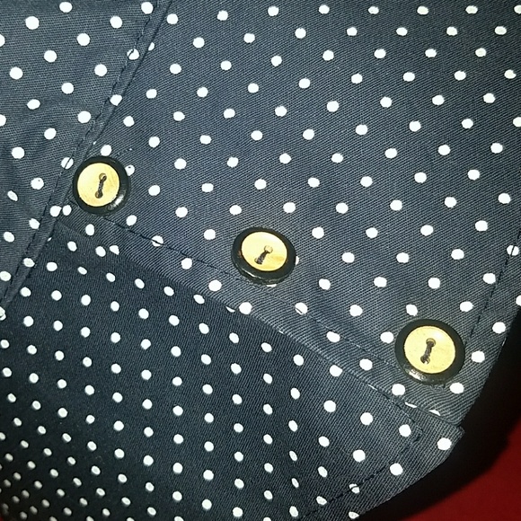 Tatyana Dotty Retro 50's Blue White Polka Dot Beach Bonnet Garden Hat w Buttons - Picture 2 of 8